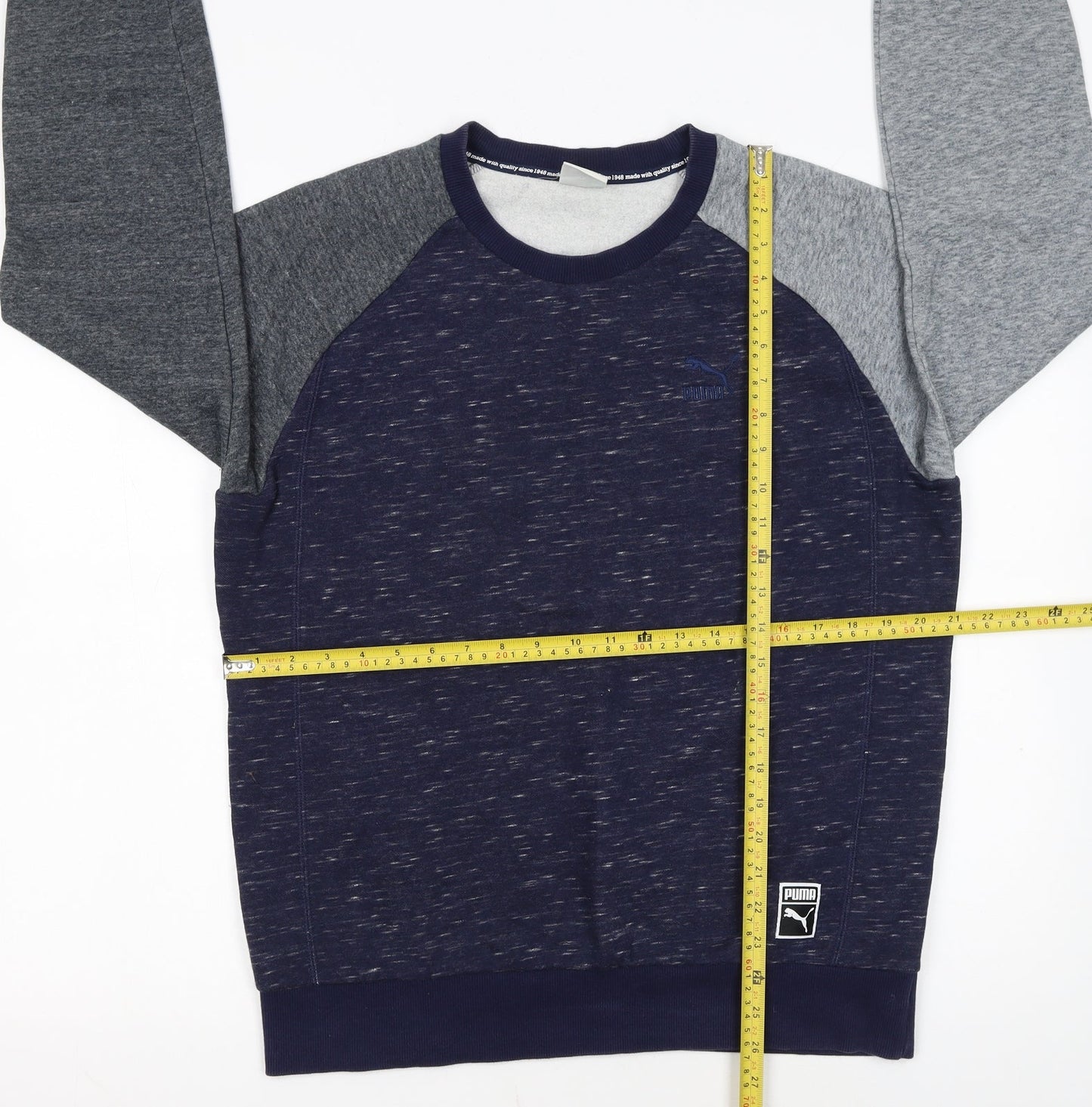 Puma Men Blue Grey Crew Neck Pullover Sweatshirt Size M