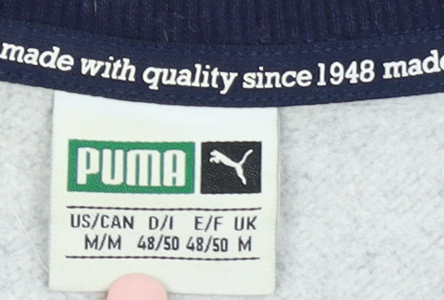 Puma Men Blue Grey Crew Neck Pullover Sweatshirt Size M