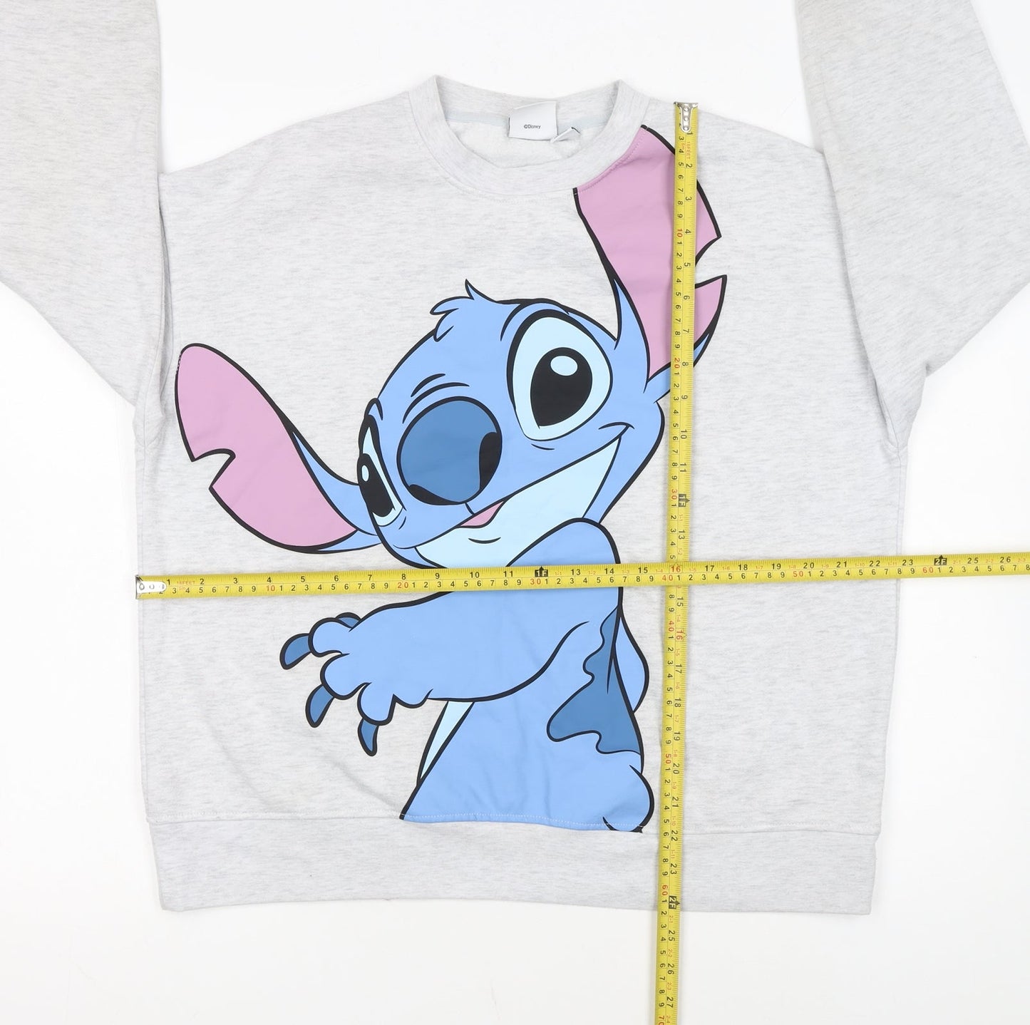 Disney Women Grey Stitch Sweatshirt Size 12/14 Crew Neck Pullover