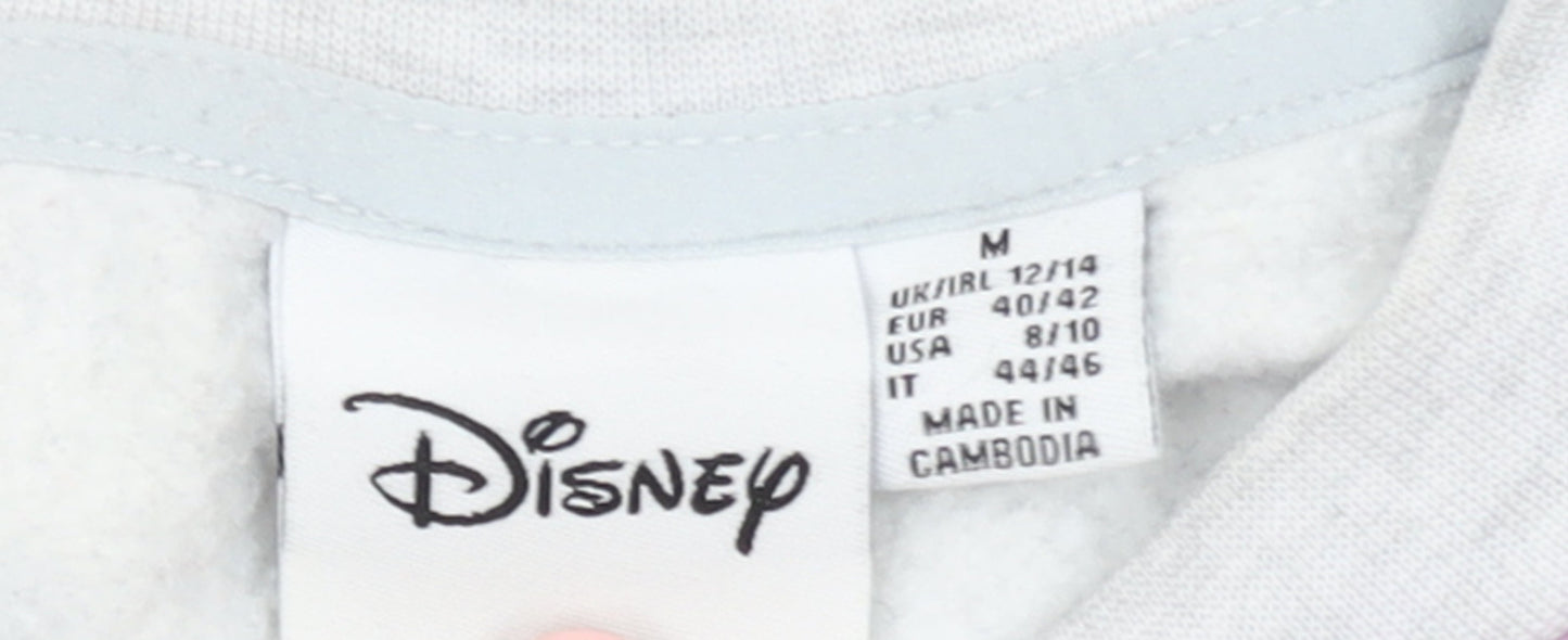 Disney Women Grey Stitch Sweatshirt Size 12/14 Crew Neck Pullover