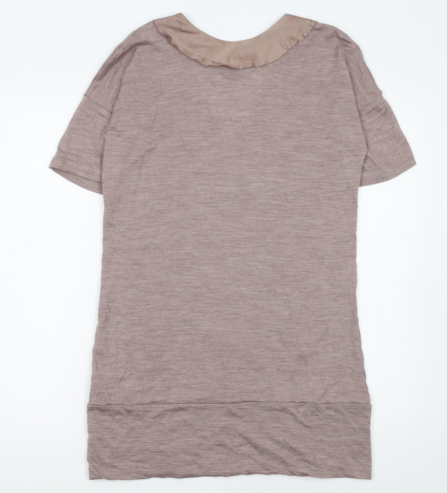 Max Womens Brown XS Shift Dress Wool V-Neck Short Sleeve