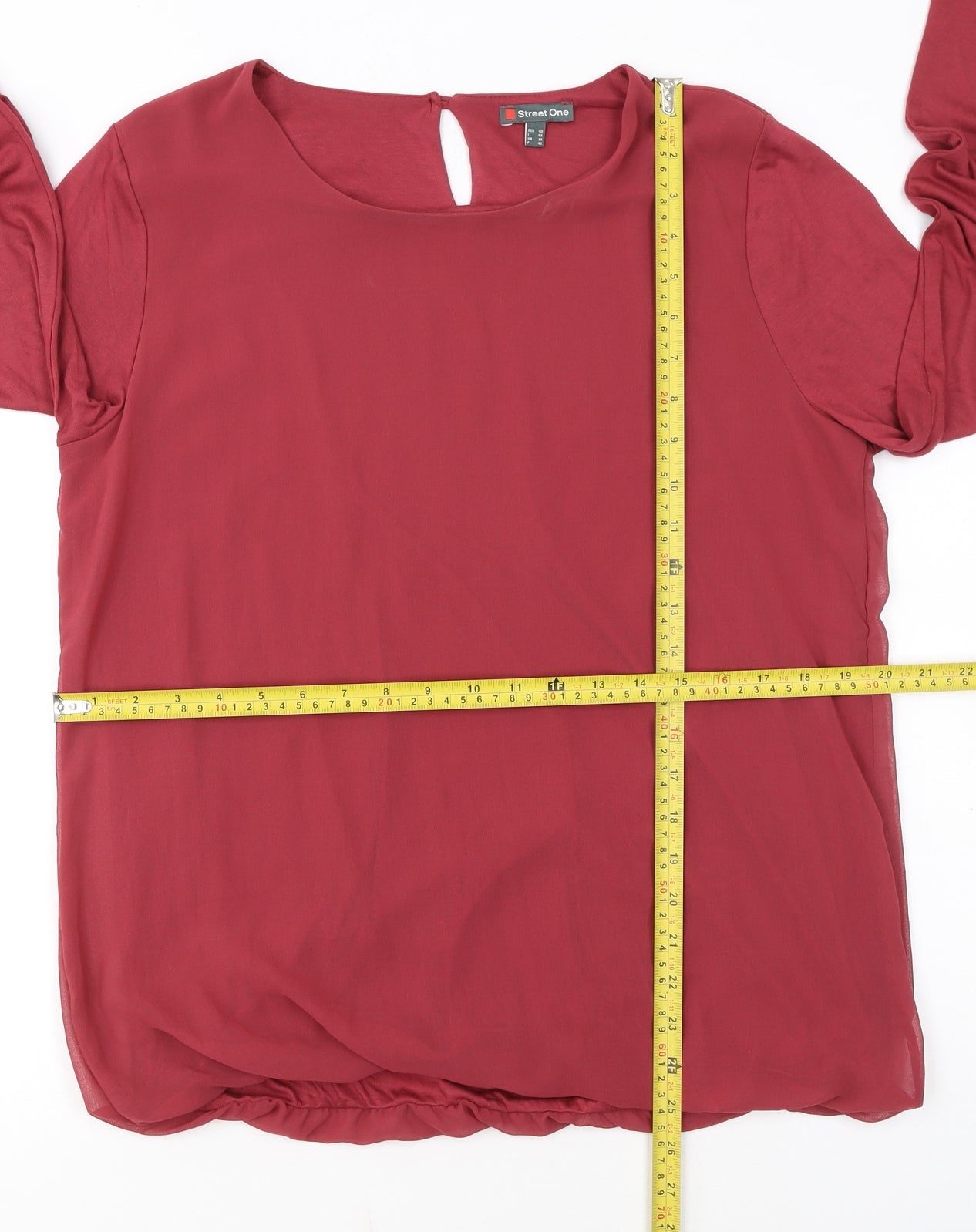 Street One Women's Red Long Sleeve Blouse Size 14 Polyester
