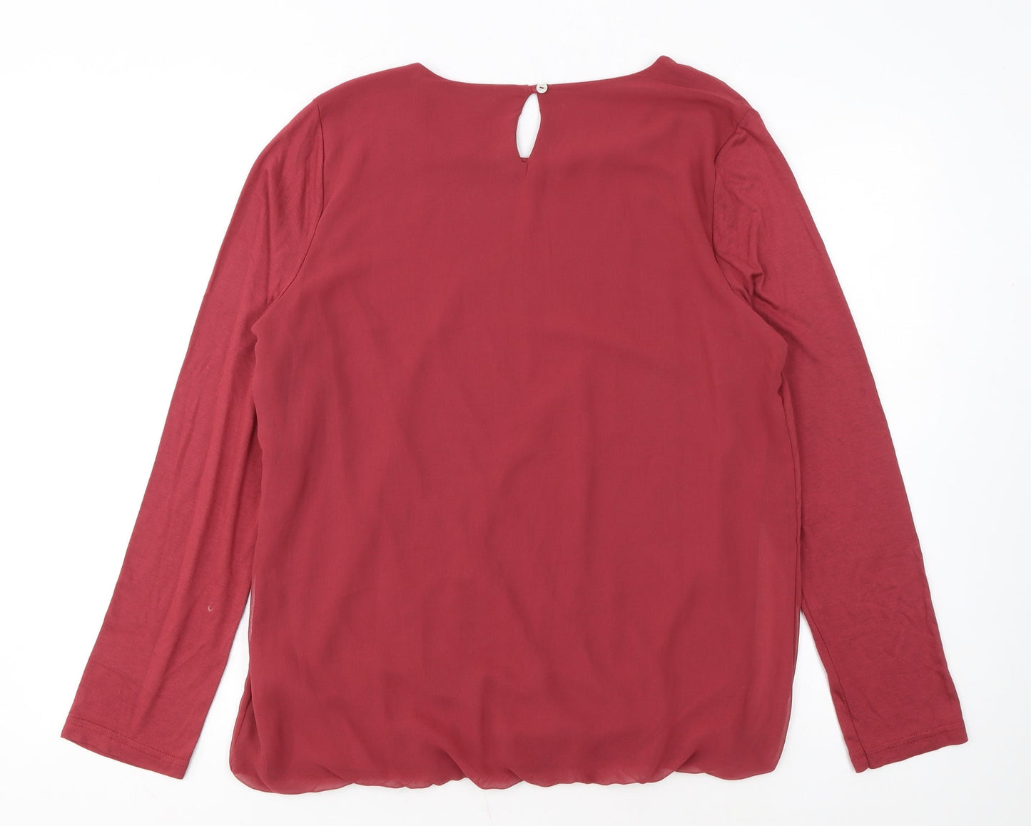 Street One Women's Red Long Sleeve Blouse Size 14 Polyester