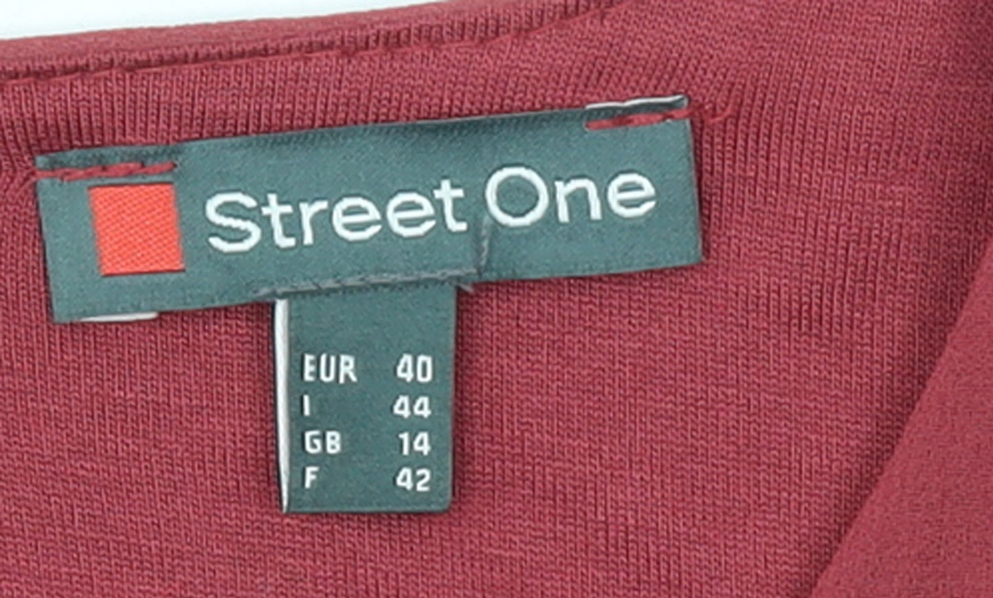 Street One Women's Red Long Sleeve Blouse Size 14 Polyester