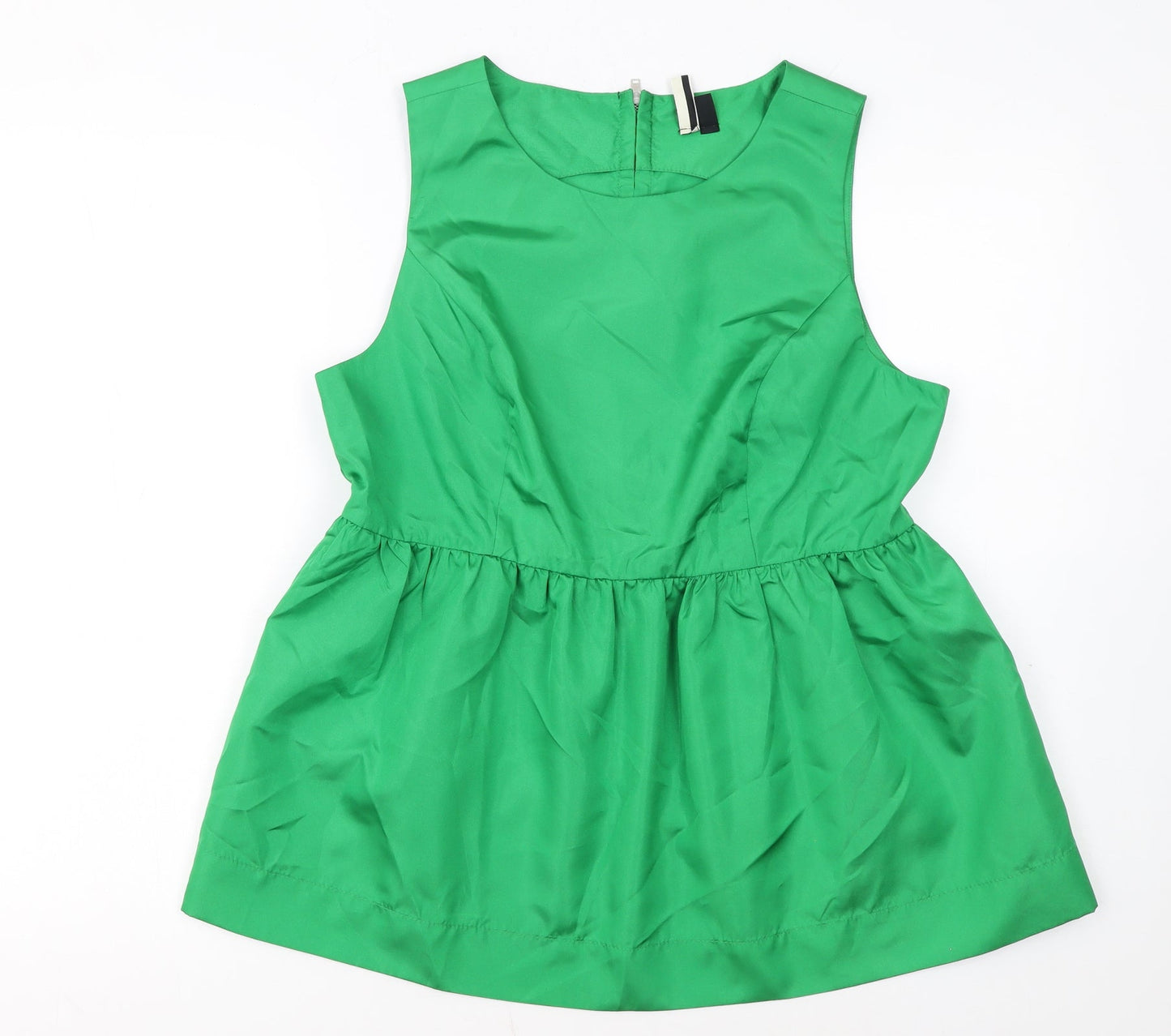 Topshop Women’s Green Sleeveless Tunic Blouse UK 14 Polyester Zip Back