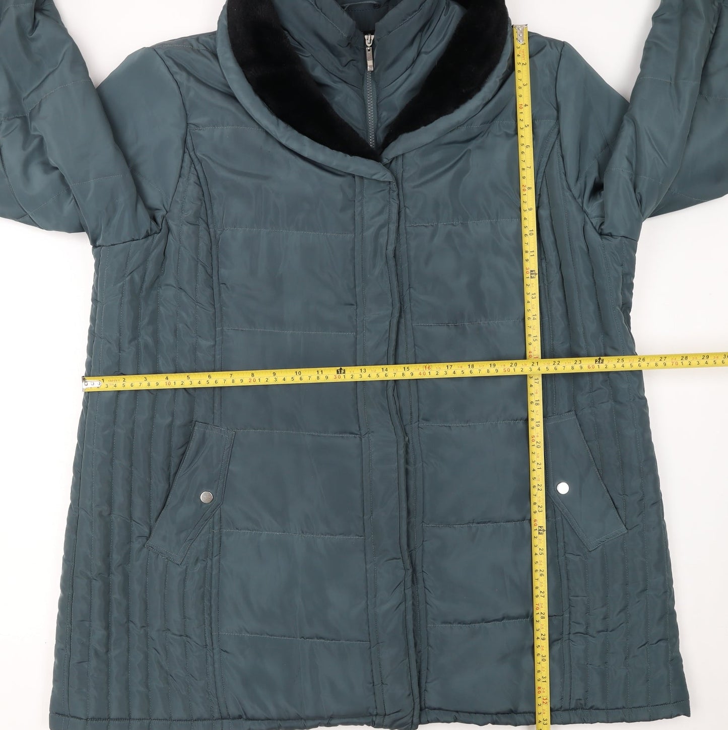 JBC Collection Womens Blue Long Puffer Coat Size 24 Faux Fur Collar