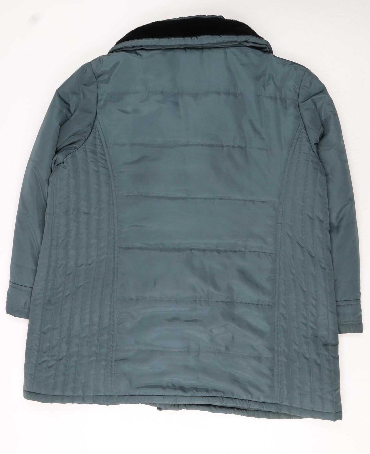 JBC Collection Womens Blue Long Puffer Coat Size 24 Faux Fur Collar