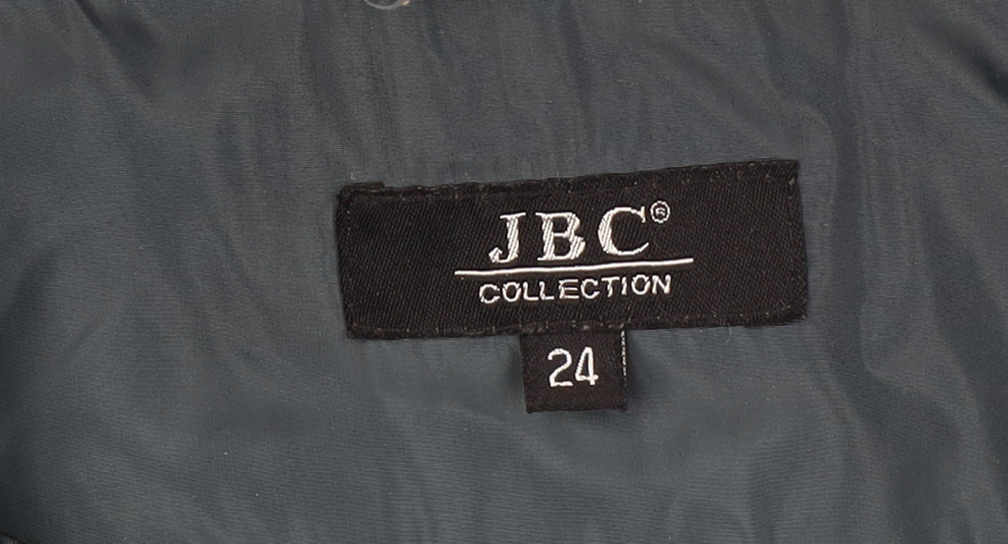 JBC Collection Womens Blue Long Puffer Coat Size 24 Faux Fur Collar