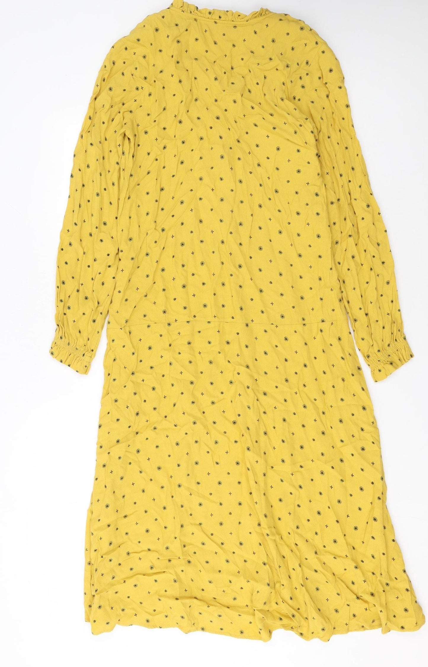 Marks and Spencer Women's Yellow A-Line Midi Dress Size S