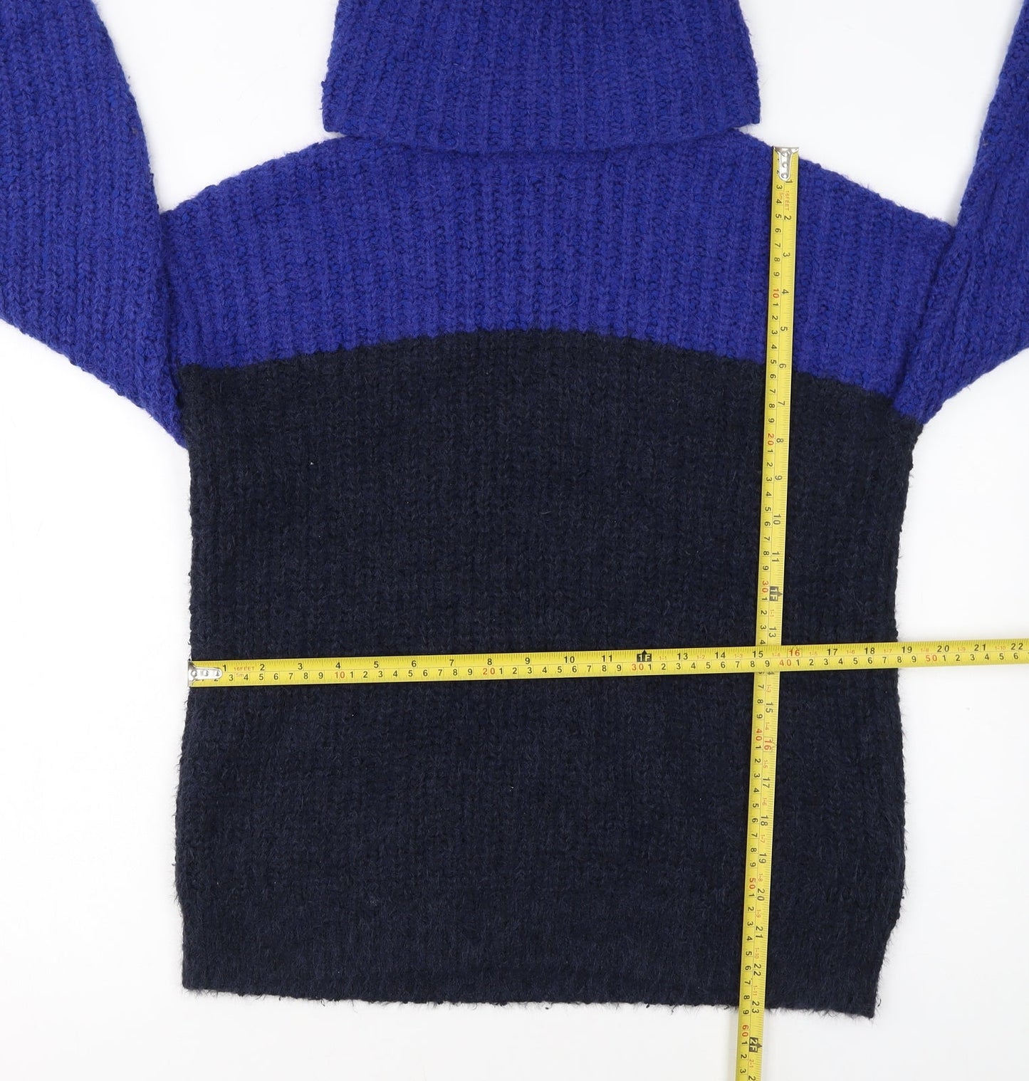 Marks and Spencer Women’s Blue Roll Neck Chunky Knit Jumper Size S