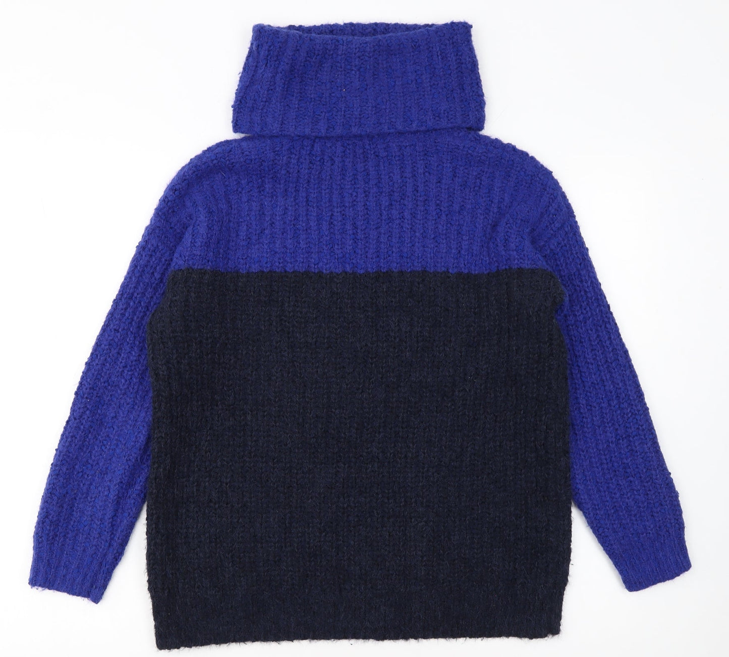 Marks and Spencer Women’s Blue Roll Neck Chunky Knit Jumper Size S
