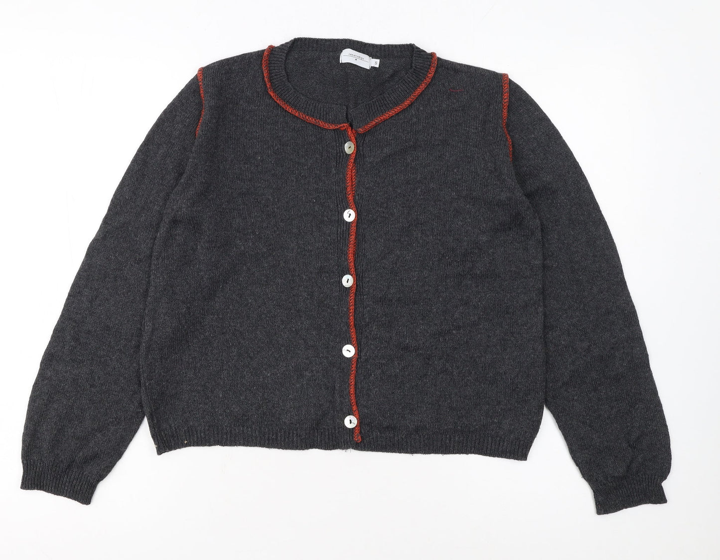 Renatta & Go Women's Grey Wool Cardigan S Buttoned Knit Jumper