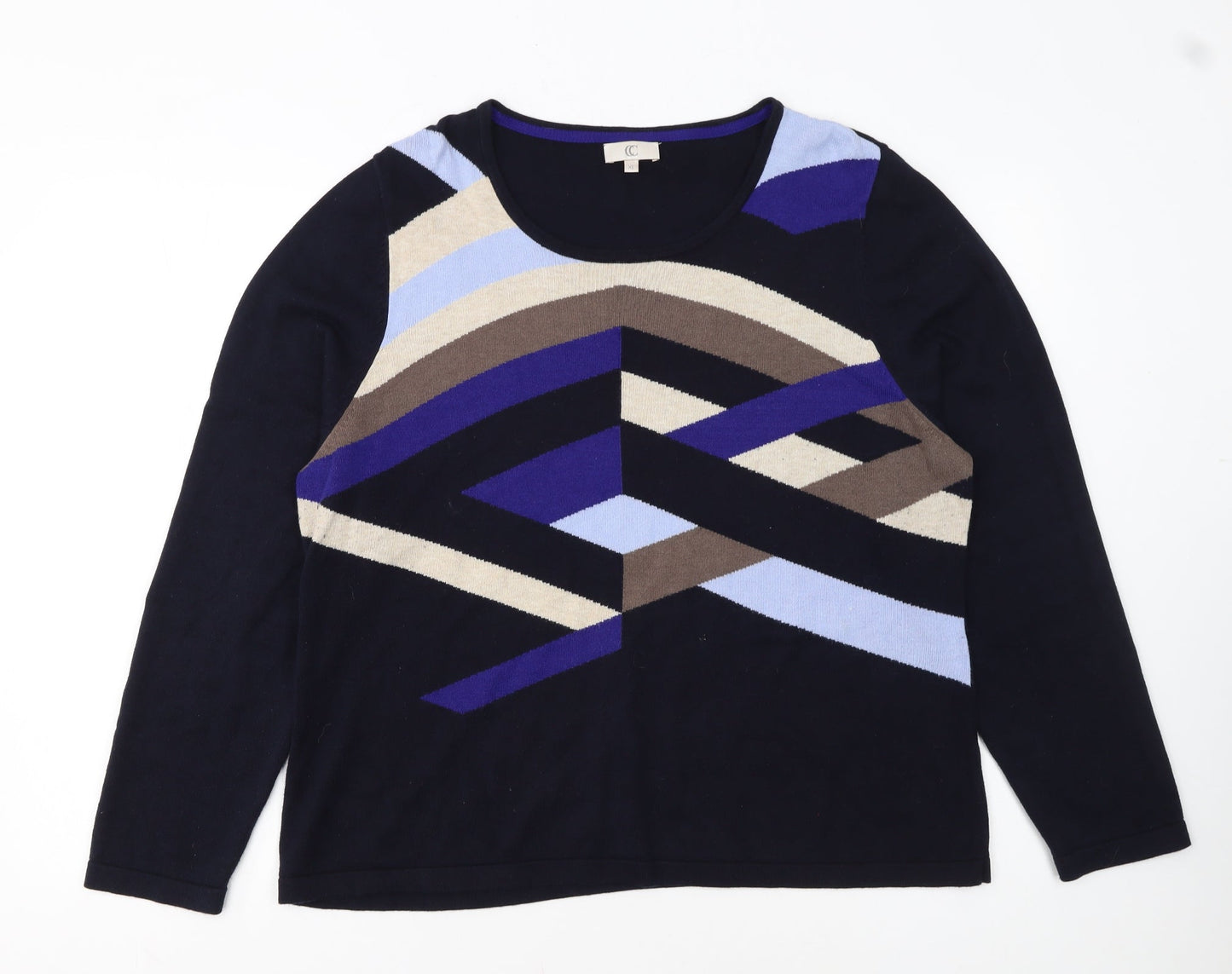 CC Womens Multicoloured XL Geometric Knit Long Sleeve Pullover Jumper