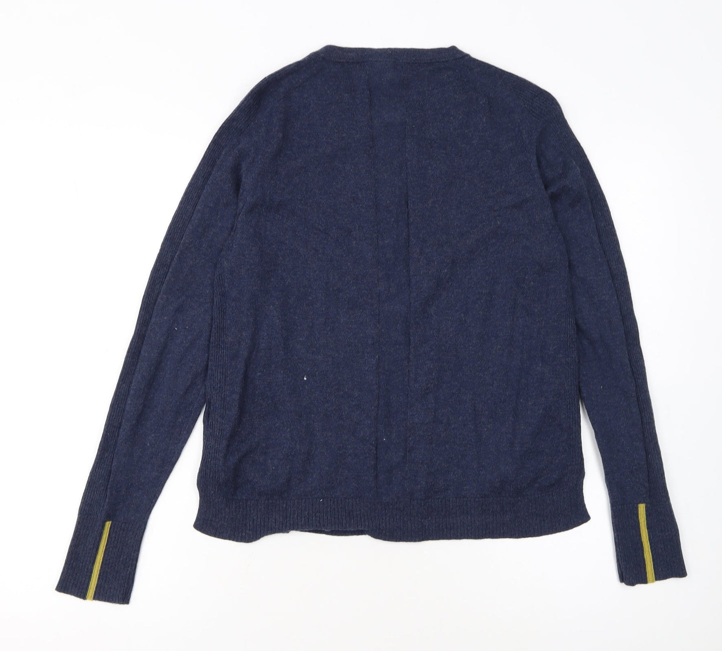 White Stuff Women's Blue Merino Wool Cotton Cardigan Size 12
