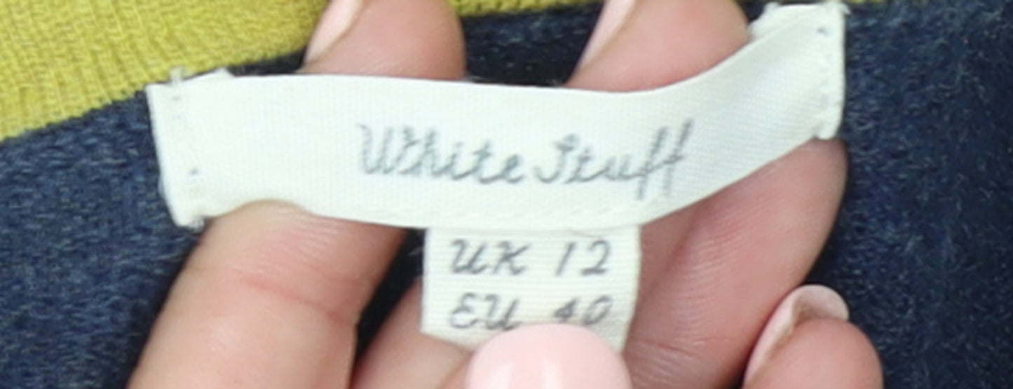 White Stuff Women's Blue Merino Wool Cotton Cardigan Size 12