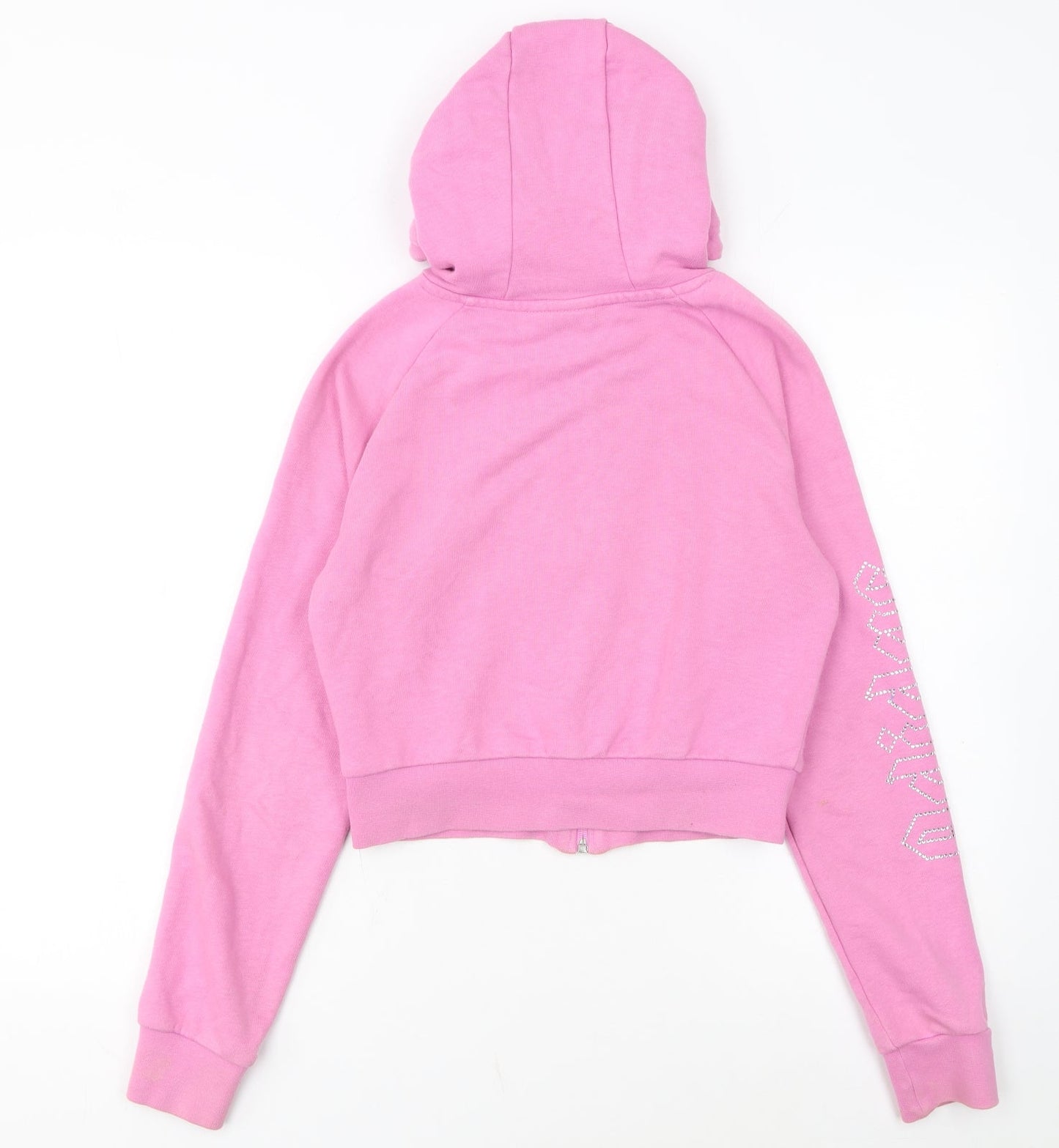 Adidas Women's Pink Full Zip Hoodie Size 8 Rhinestone Logo