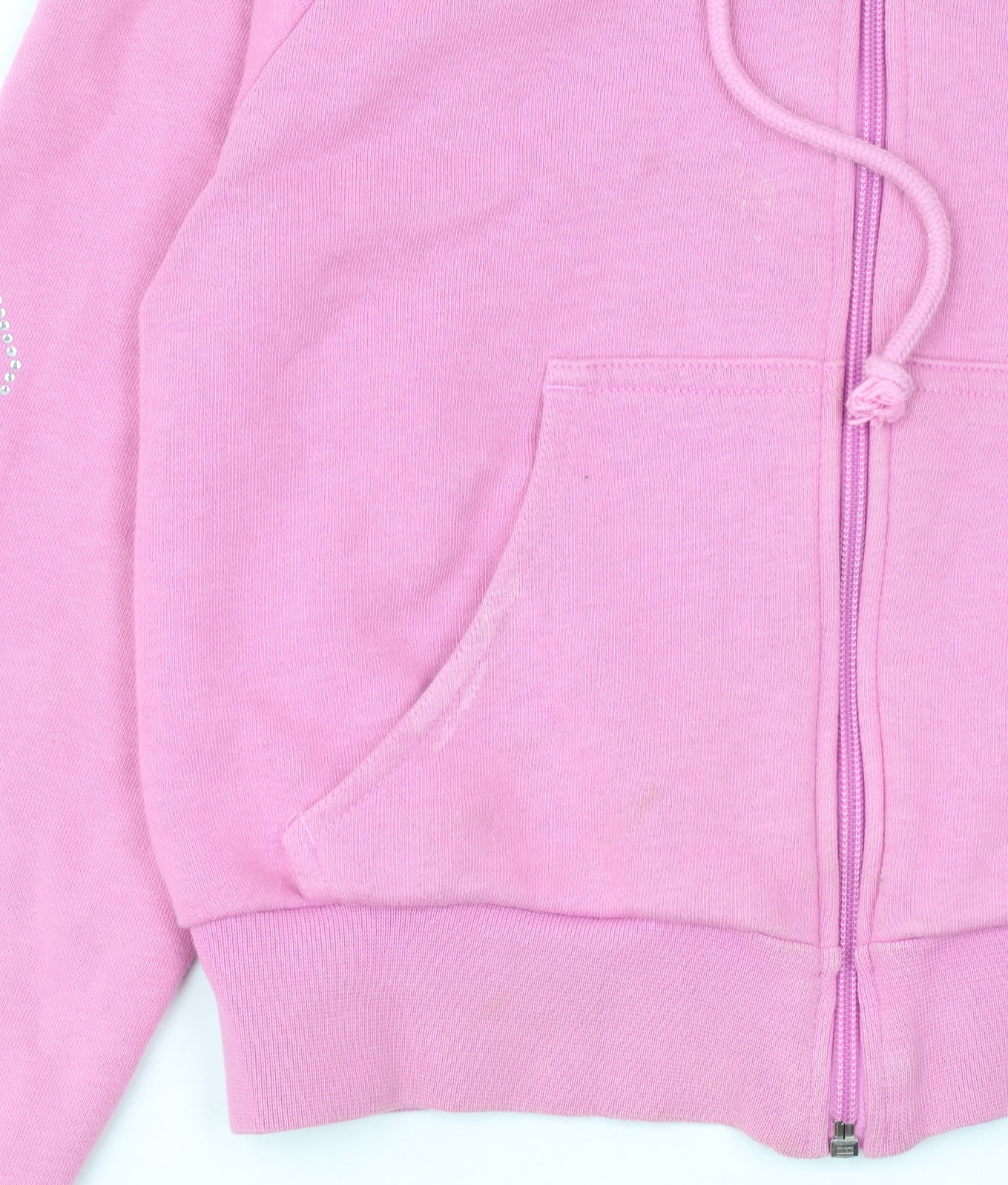 Adidas Women's Pink Full Zip Hoodie Size 8 Rhinestone Logo