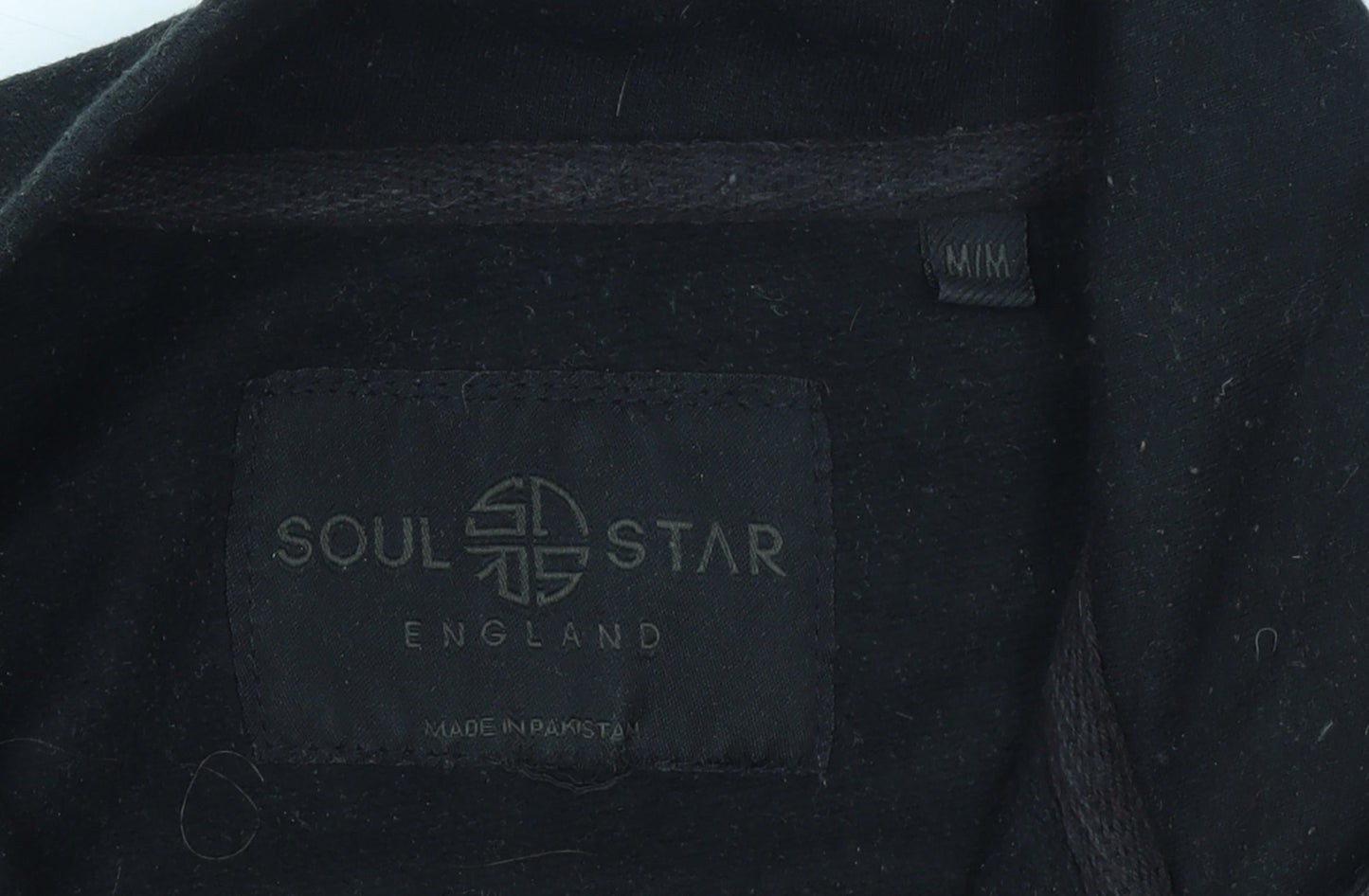 Soul Star Men's Black 1/2 Zip High Neck Fleece Sweatshirt Size M