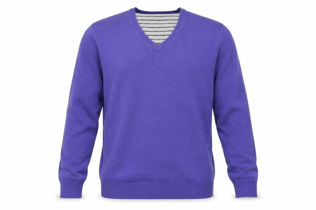 Marks & Spencer Men's Purple V-Neck Cotton Jumper Size M