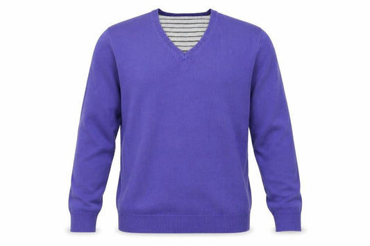 Marks & Spencer Men's Purple V-Neck Cotton Jumper Size M
