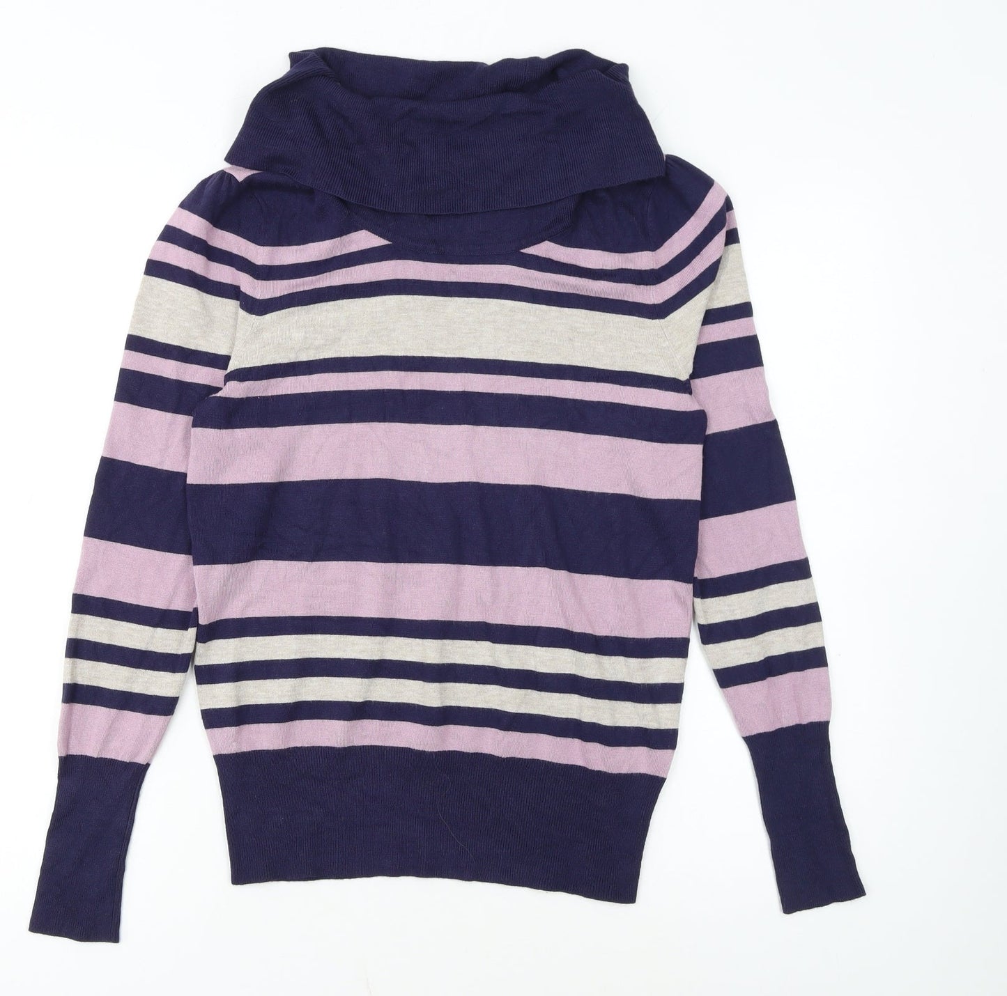 Marks and Spencer Womens Multicoloured Striped Cowl Neck Jumper Size 12