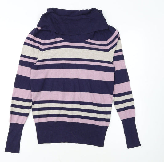 Marks and Spencer Womens Multicoloured Striped Cowl Neck Jumper Size 12