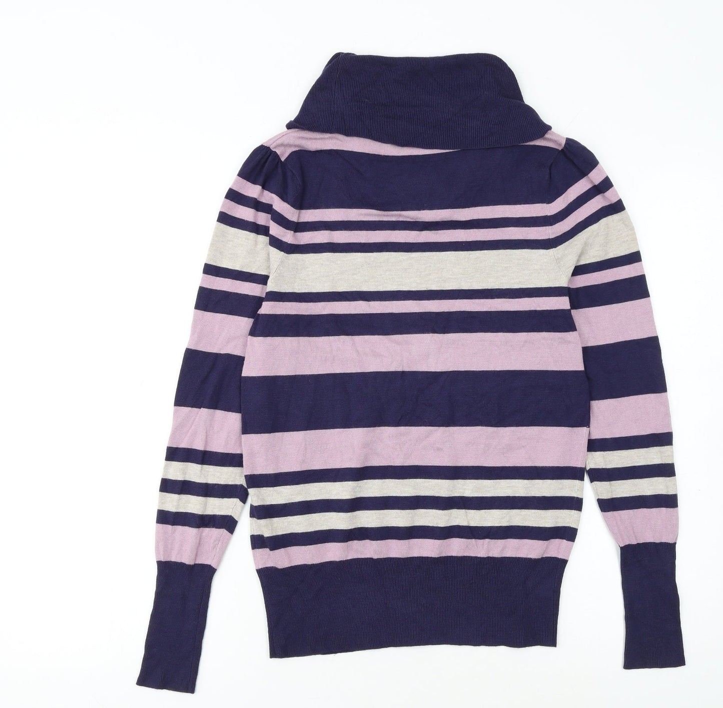 Marks and Spencer Womens Multicoloured Striped Cowl Neck Jumper Size 12