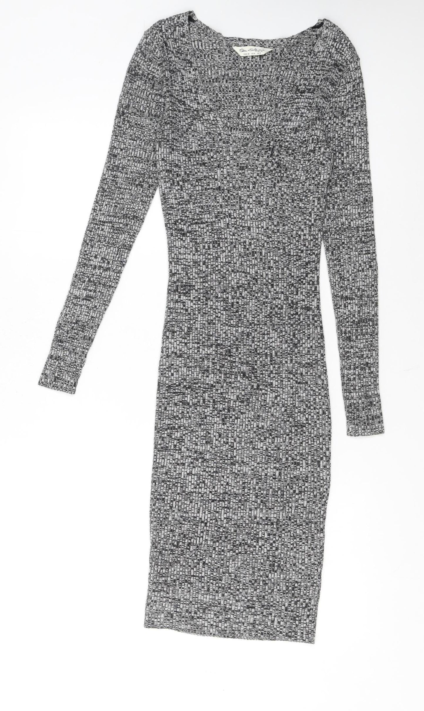 Miss Selfridge Women’s Grey Knit Bodycon Dress Size 8