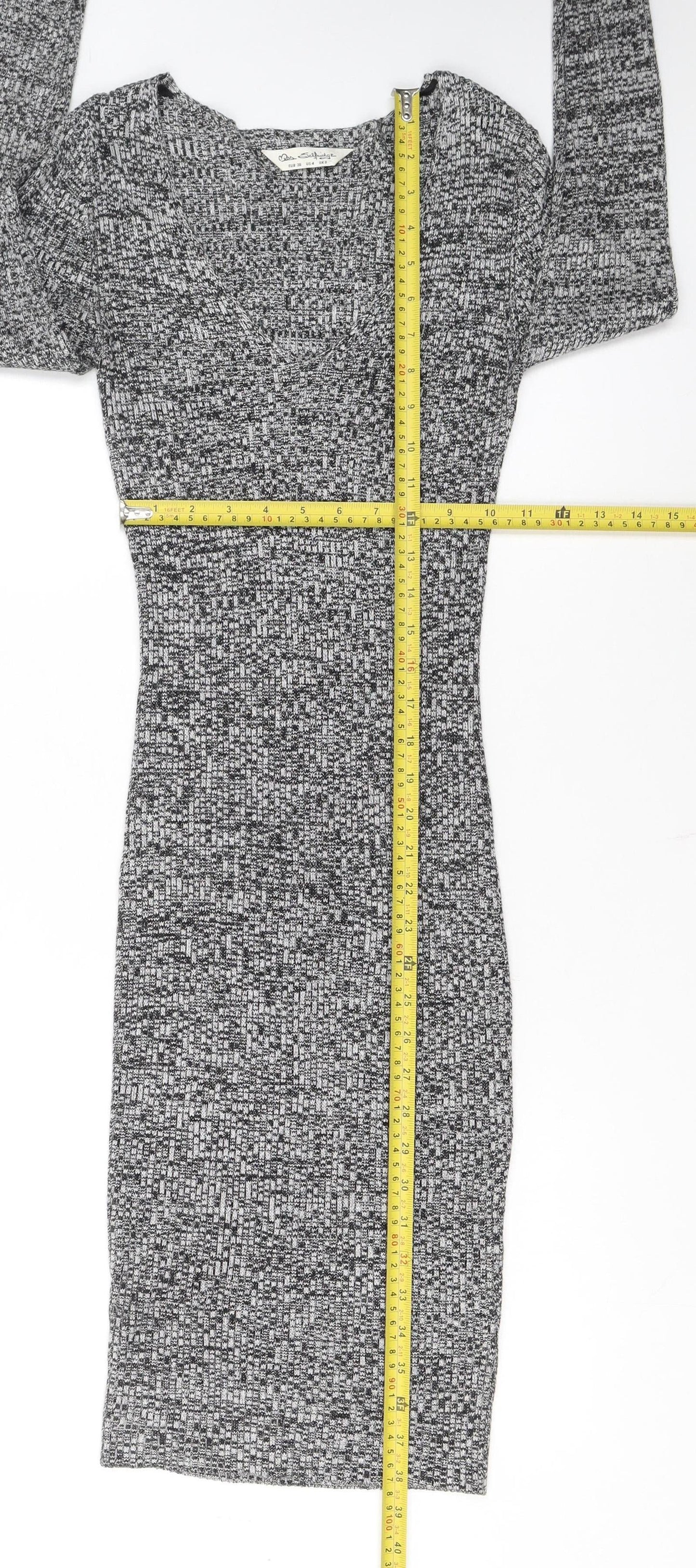 Miss Selfridge Women’s Grey Knit Bodycon Dress Size 8
