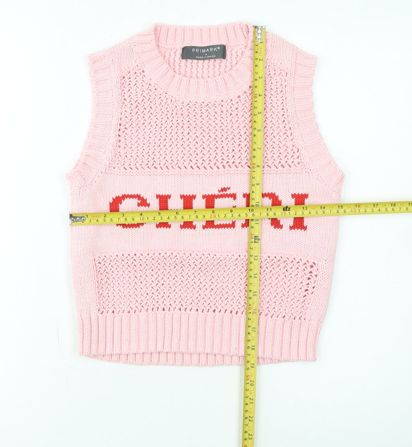 Primark Women Pink Knit Crew Neck Sleeveless Vest Jumper M