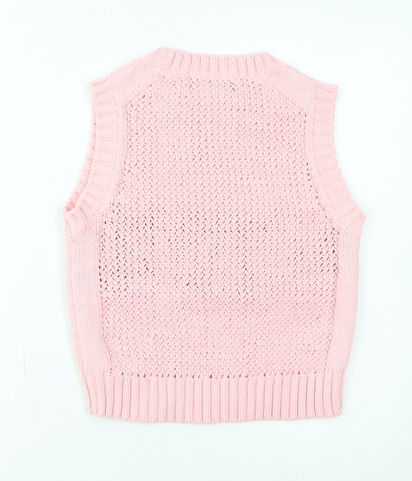 Primark Women Pink Knit Crew Neck Sleeveless Vest Jumper M