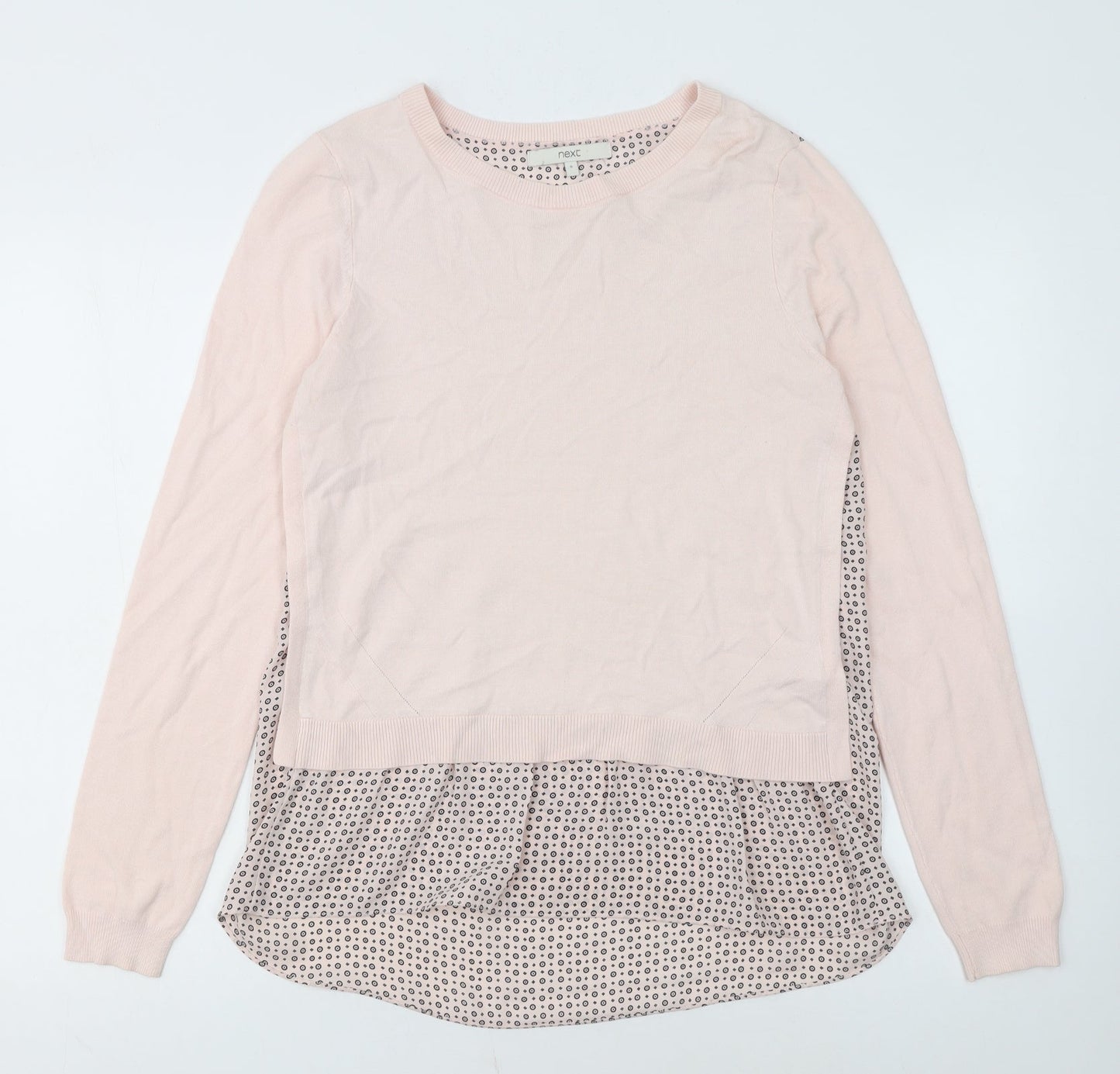 Next Women's Pink Crew Neck Long Sleeve Layered Pullover Jumper Size 8
