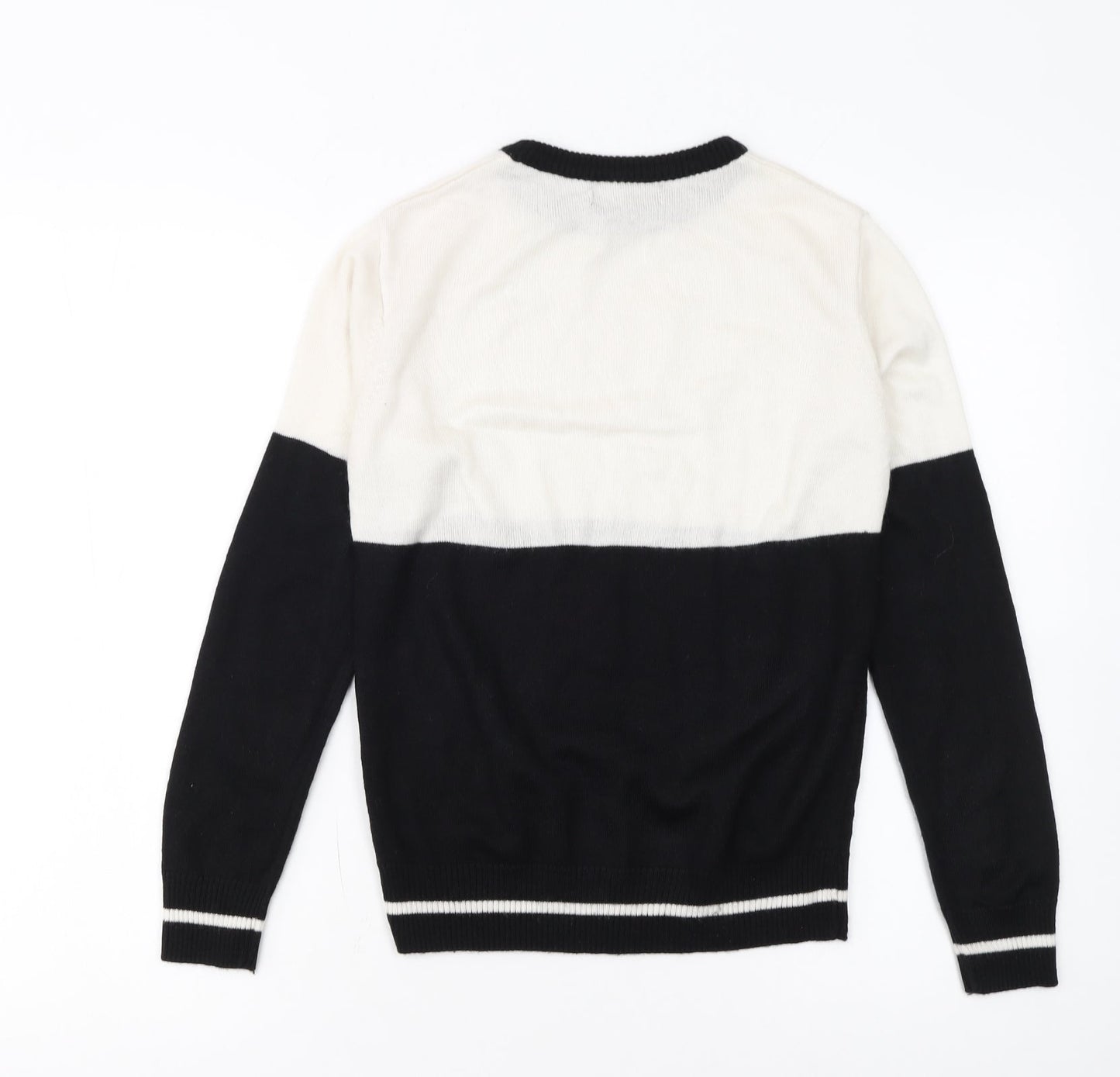 HERE & NOW Women's Black & White Colour Block Acrylic Jumper XS