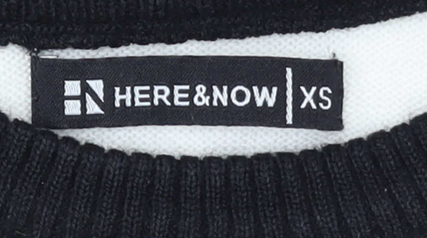 HERE & NOW Women's Black & White Colour Block Acrylic Jumper XS