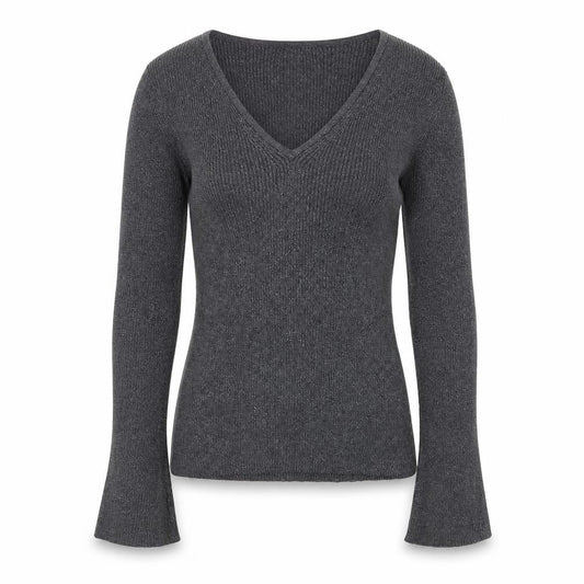 Debenhams Women Grey Size 10 V-Neck Knit Pullover Jumper