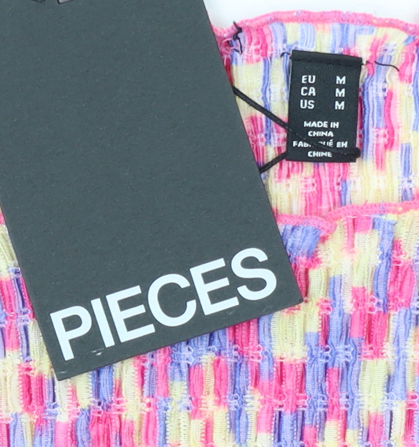 Pieces Womens Multicoloured Cropped Long Sleeve Slim Fit Blouse M