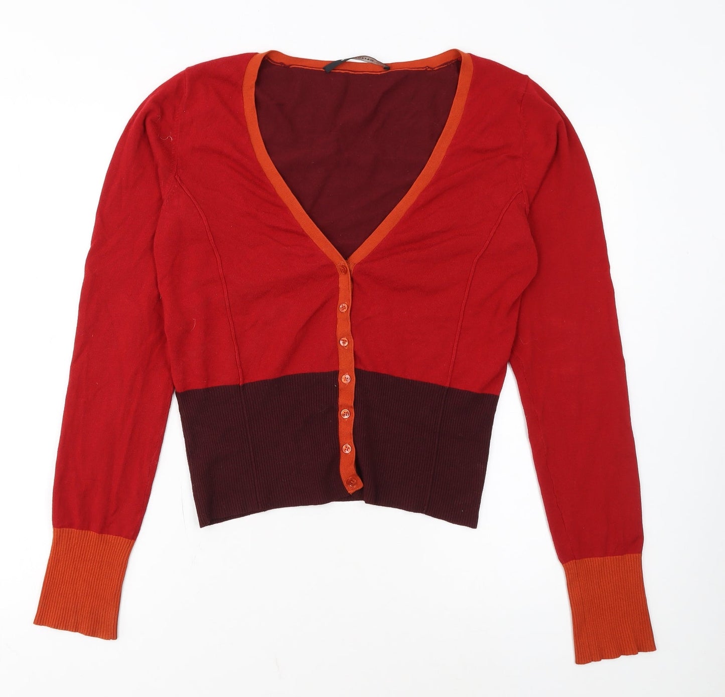Expresso Womens Red V-Neck Long Sleeve Slim Cardigan L