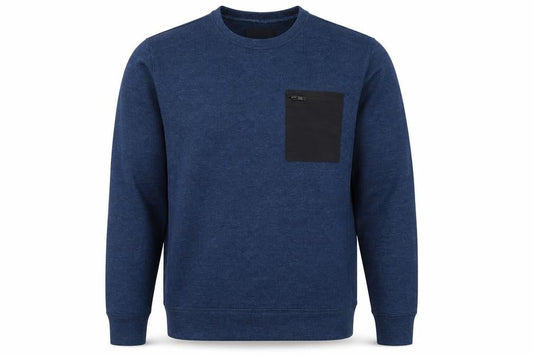 Matalan Mens Blue Pullover Sweatshirt Large Crew Neck Fleece Zip Pocket