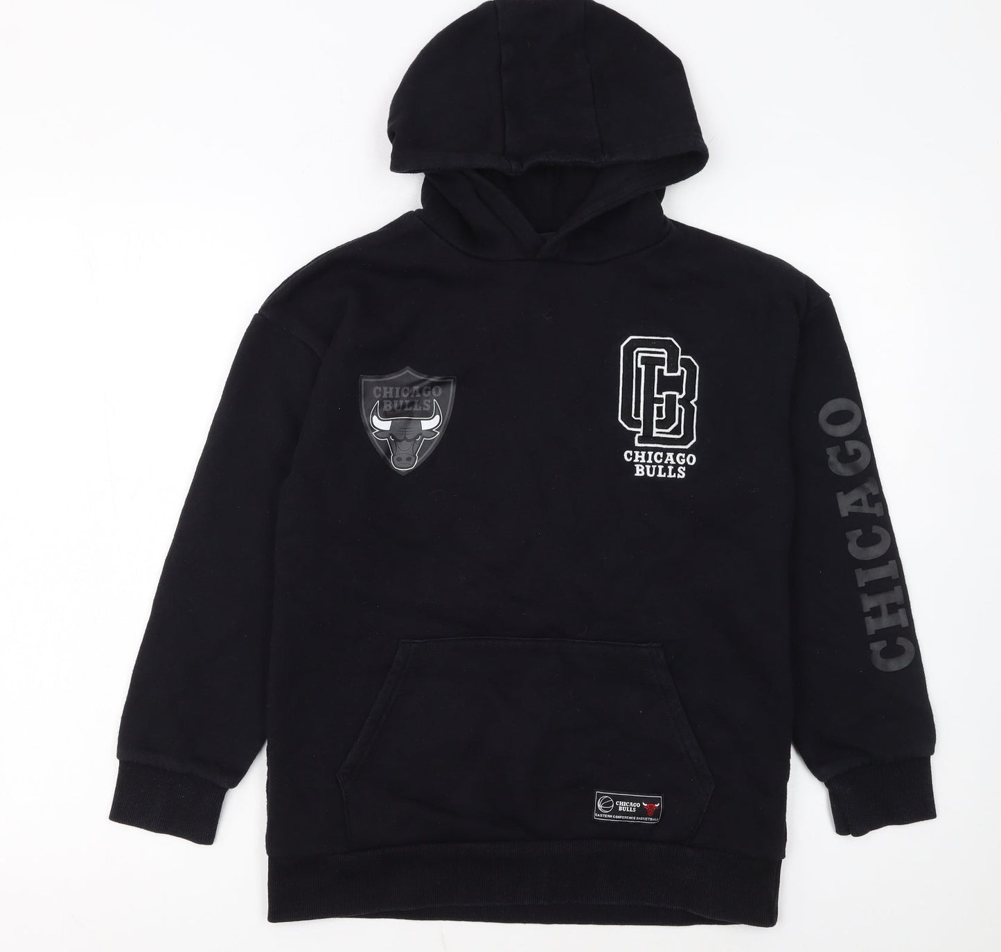 NBA Boys Black Chicago Bulls Pullover Hoodie 11-12 Years Fleece Sweatshirt