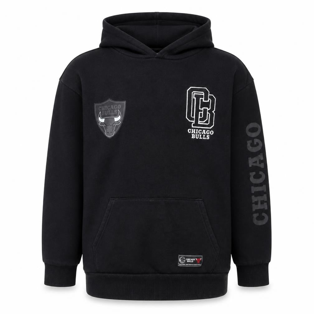 NBA Boys Black Chicago Bulls Pullover Hoodie 11-12 Years Fleece Sweatshirt