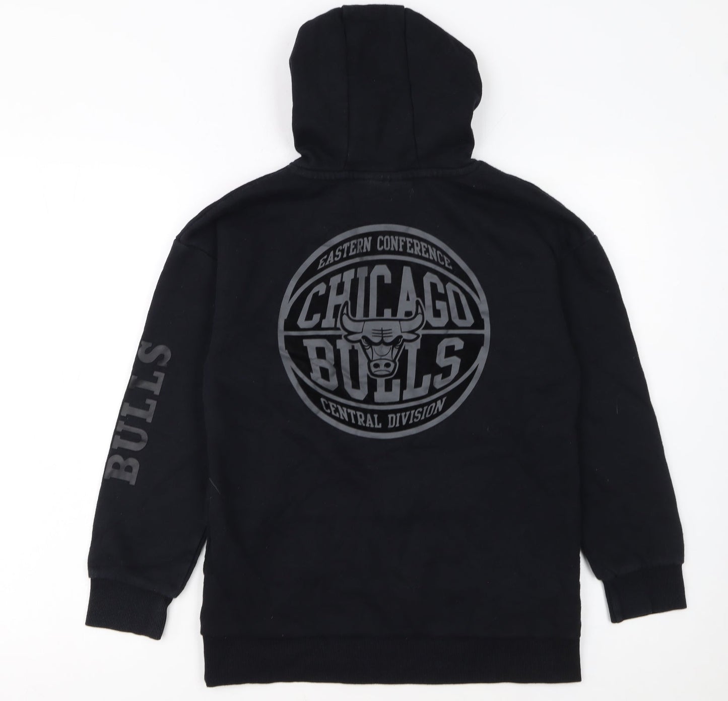NBA Boys Black Chicago Bulls Pullover Hoodie 11-12 Years Fleece Sweatshirt