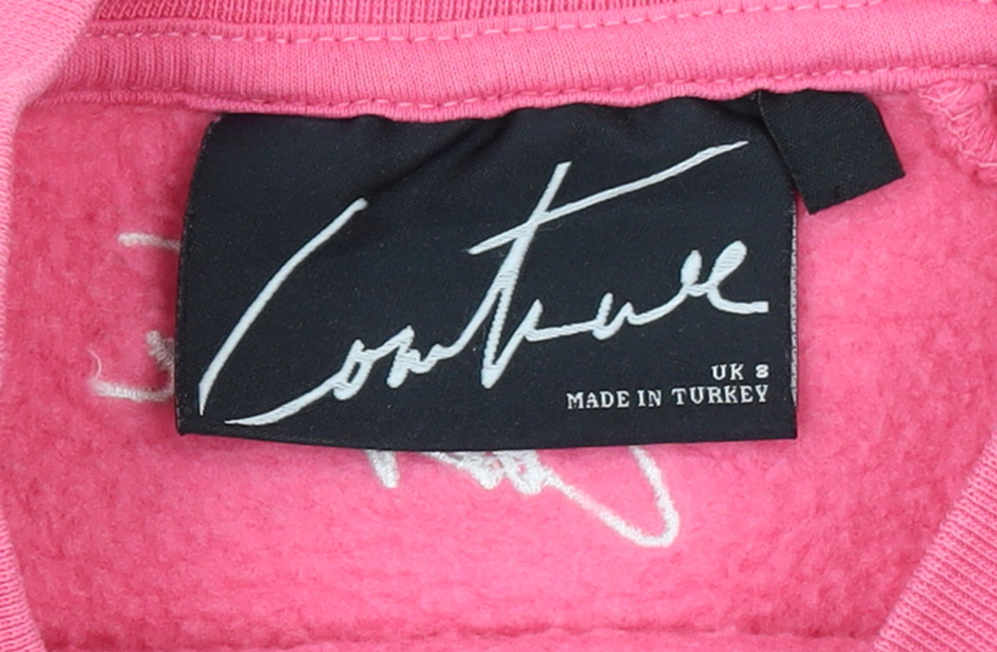 Couture Women's Pink Crew Neck Pullover Sweatshirt UK 8