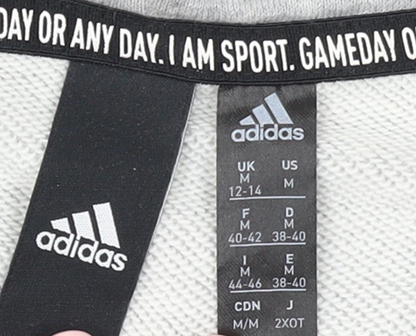 Adidas Womens Grey Full Zip Hoodie M 12-14 Hooded Sweatshirt
