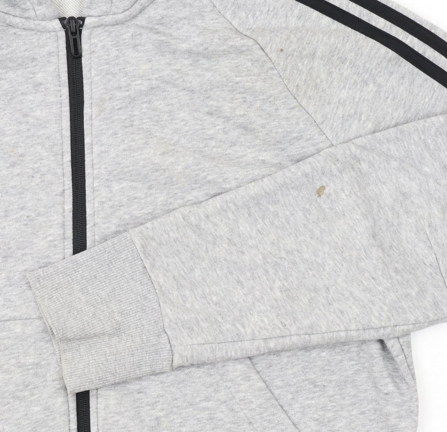 Adidas Womens Grey Full Zip Hoodie M 12-14 Hooded Sweatshirt