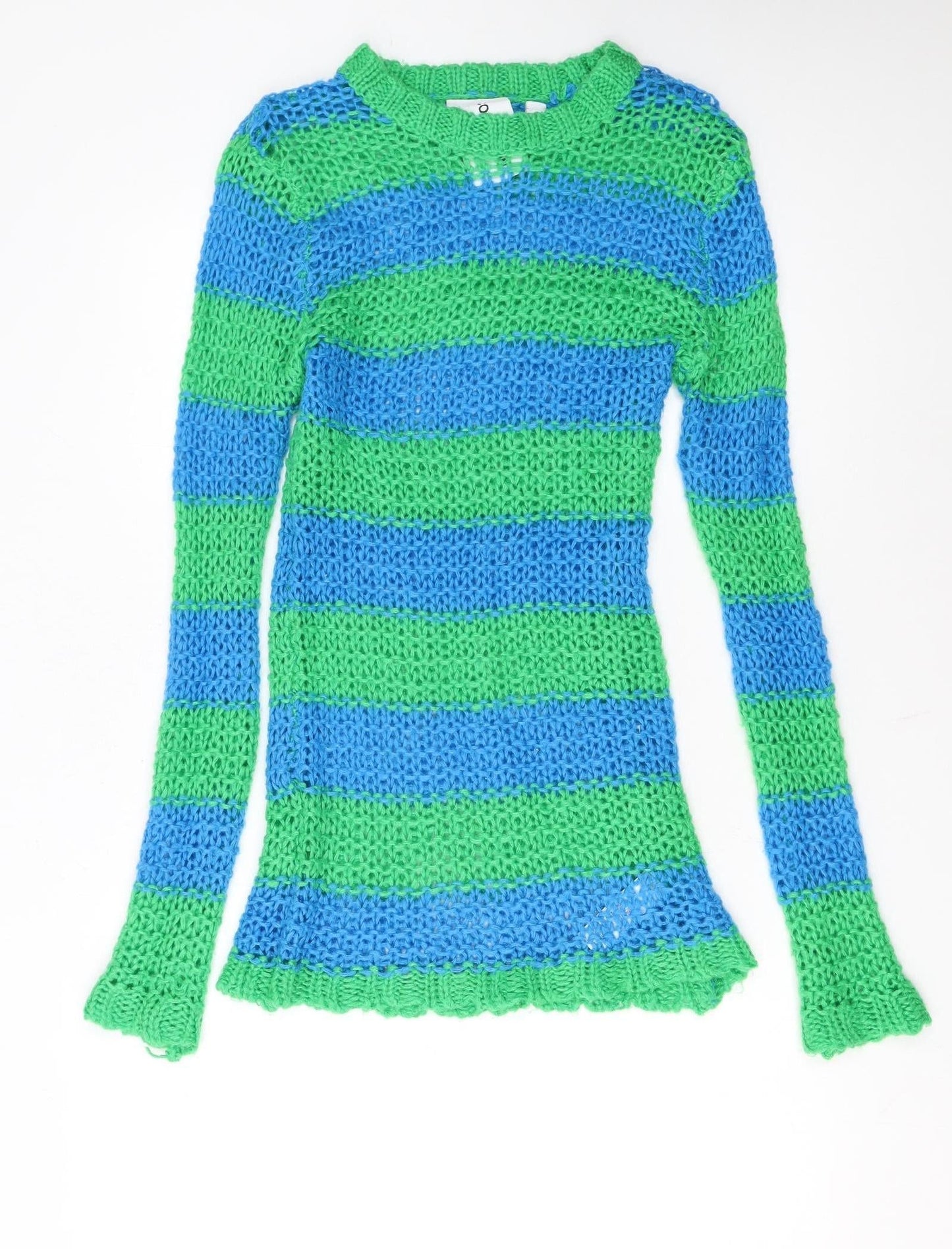 Collusion Women’s Blue Green Striped Knit Jumper Dress Size 12