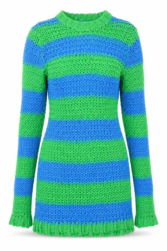 Collusion Women’s Blue Green Striped Knit Jumper Dress Size 12