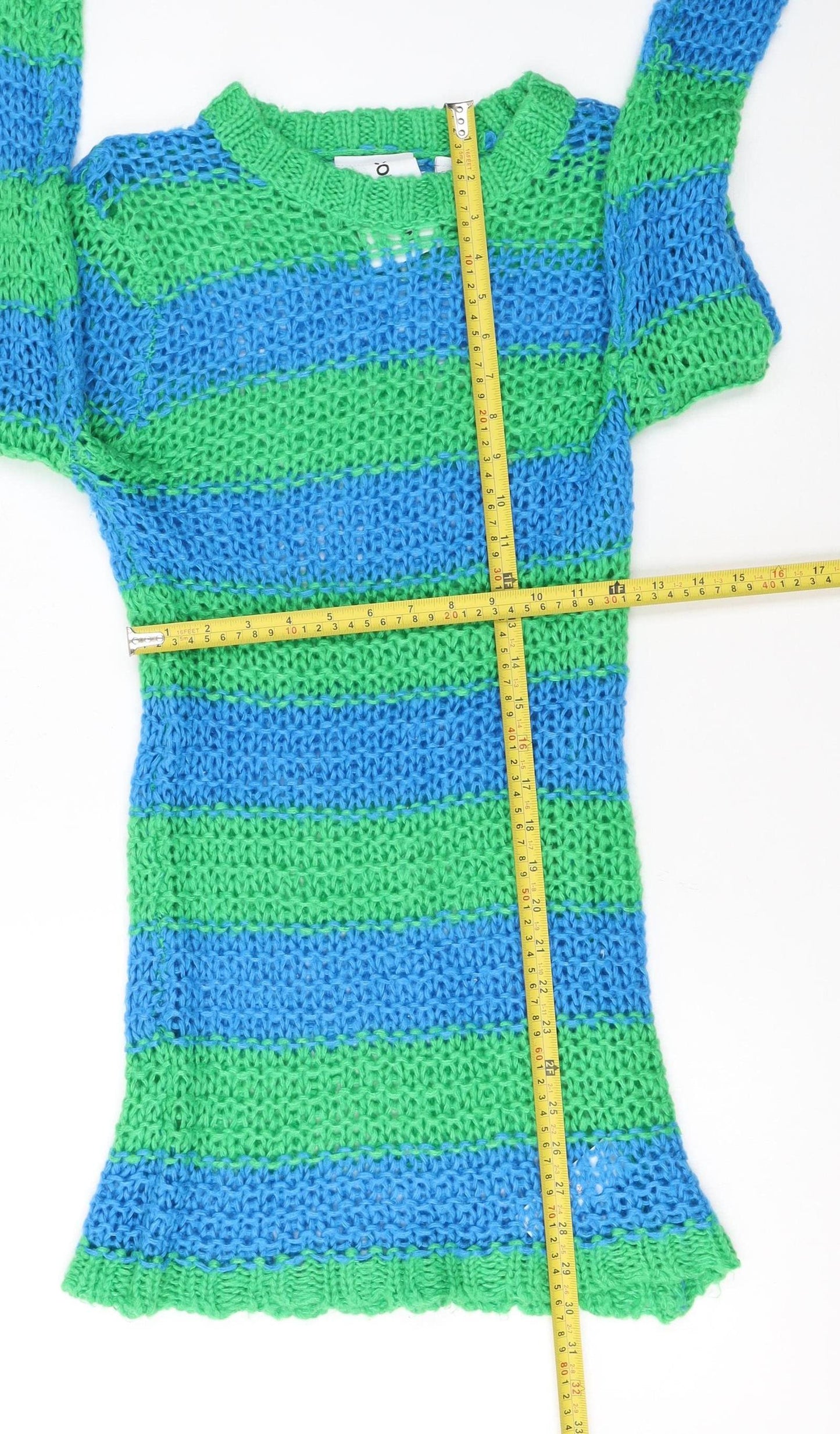 Collusion Women’s Blue Green Striped Knit Jumper Dress Size 12