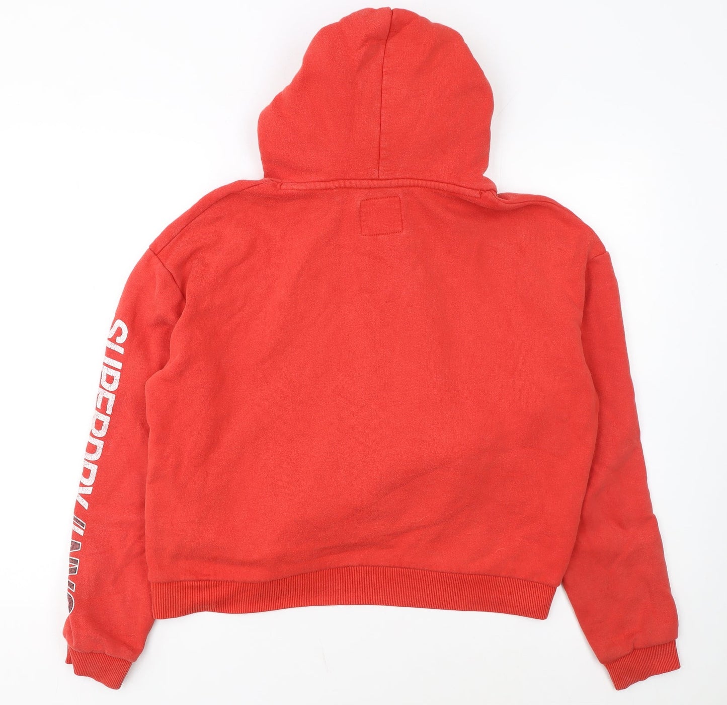 Superdry Womens Red Pullover Hoodie Medium Logo Print Casual
