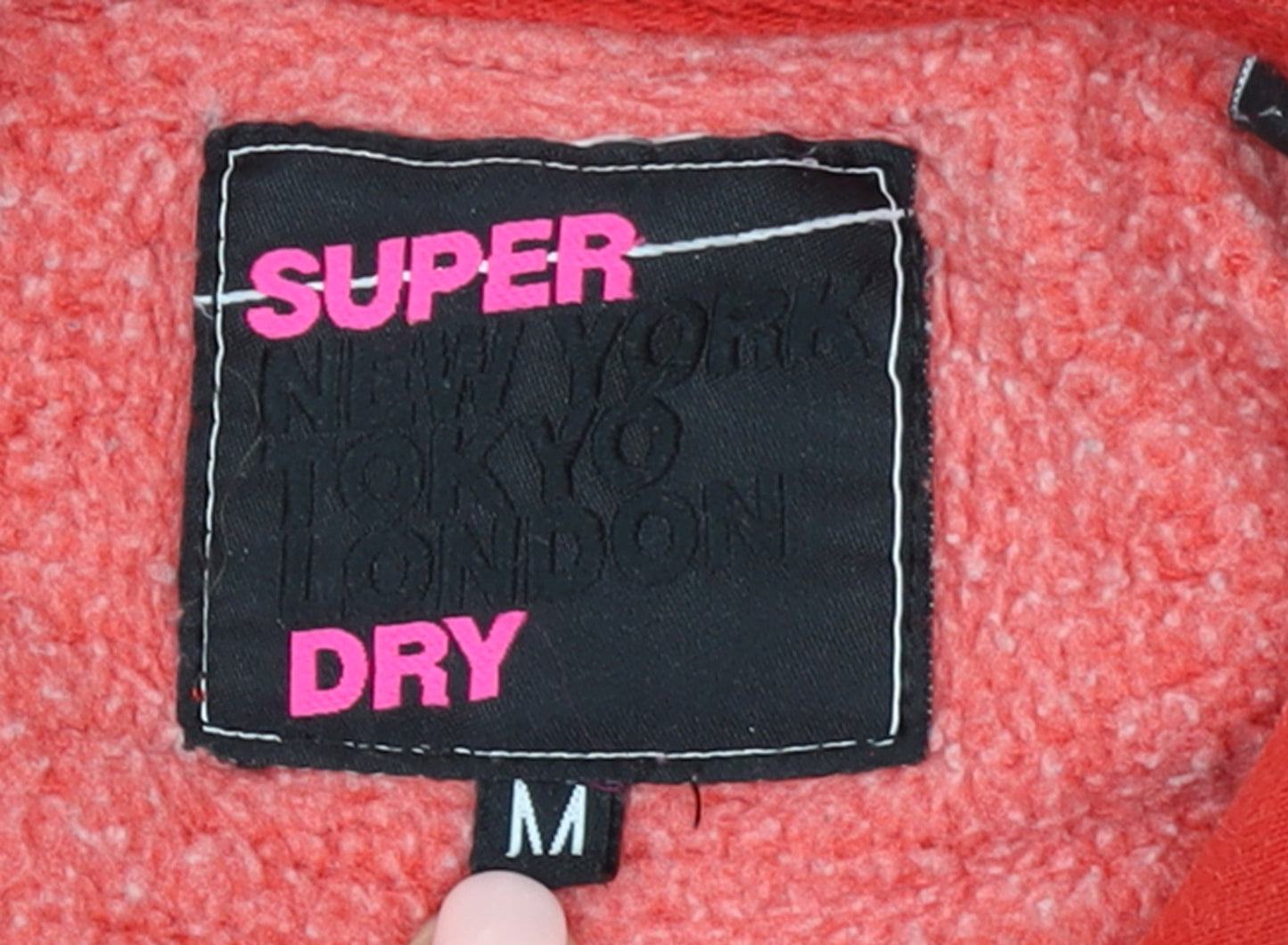 Superdry Womens Red Pullover Hoodie Medium Logo Print Casual