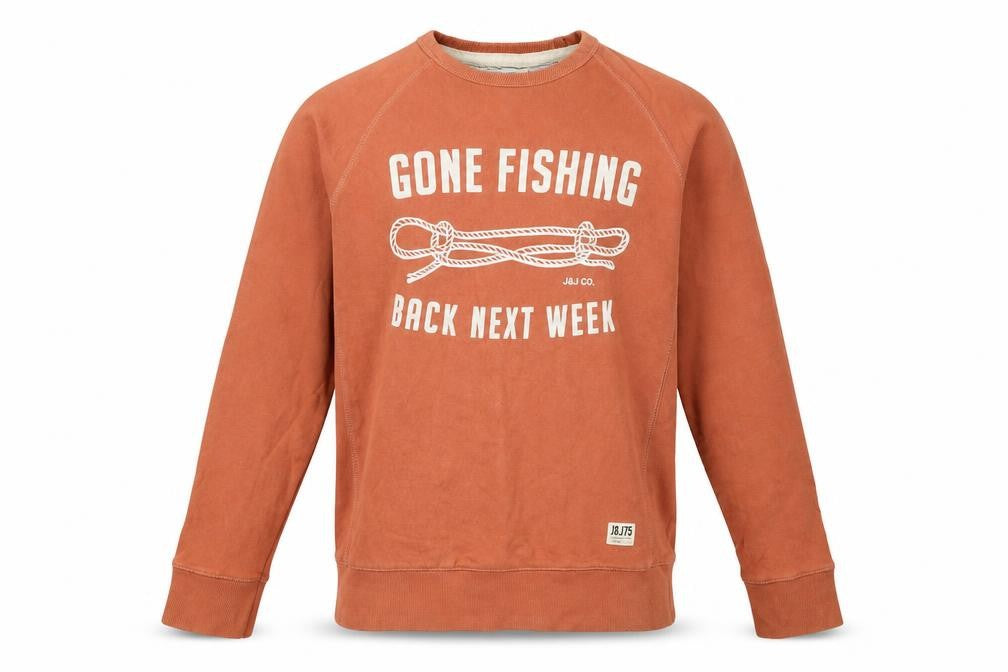 Jack & Jones Men's Orange Crew Neck Pullover Sweatshirt L Graphic Print